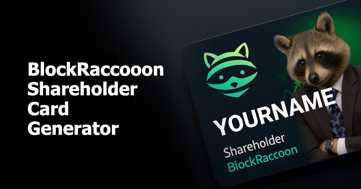 BlockRaccoon Shareholder Card Generator banner